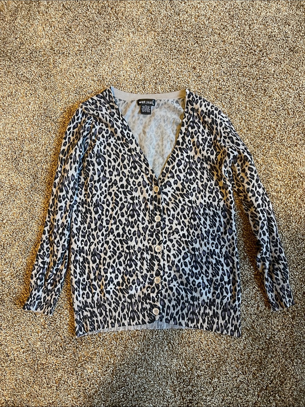 Wet Seal Purple Leopard Print Cardigan Sweater